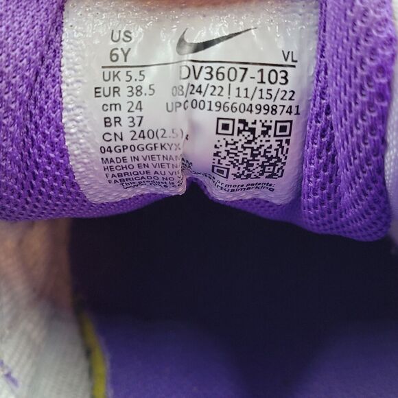 Nike Air Max 90 LTR White Action Grape DV3607-103 Athletic Kids Shoes Size 6Y - Picture 10 of 10